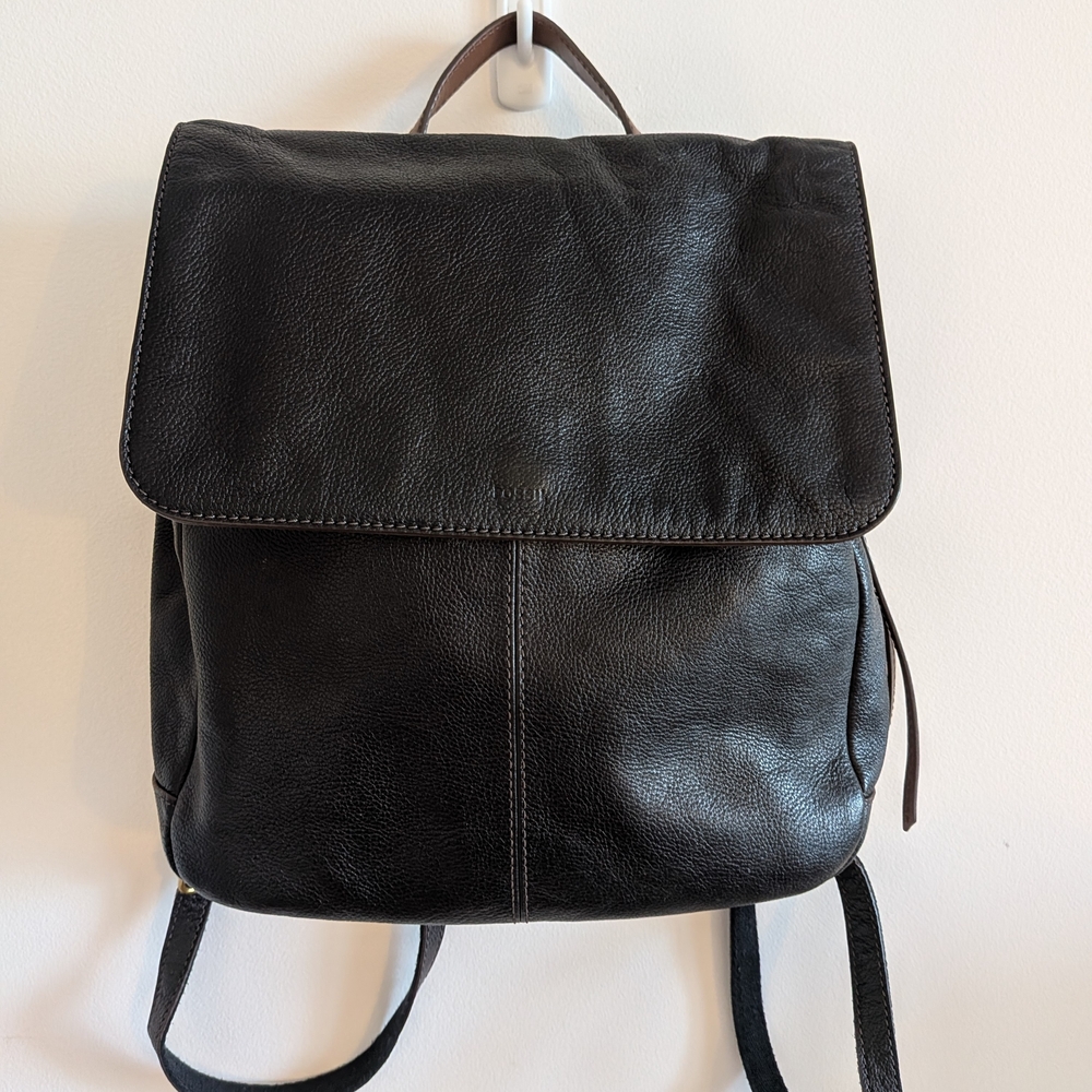 Fossil Claire Pebbled Leather Backpack SHB1932 Black Brass Hardware